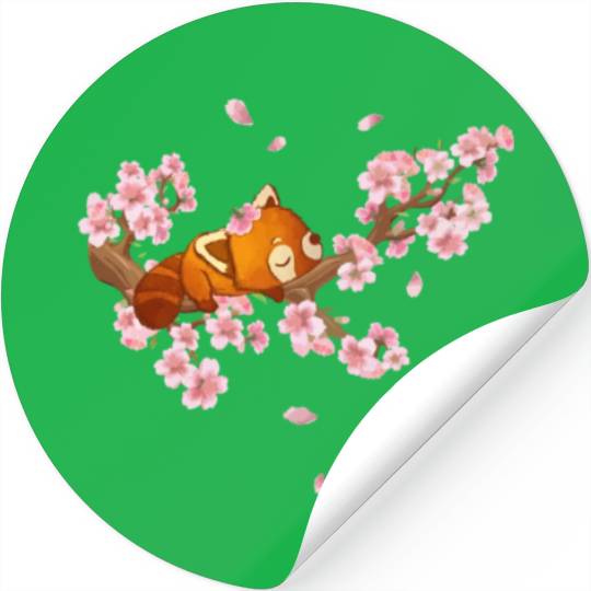 Cute Japanese Art Cherry Blossom Kawaii Red Panda Stickers