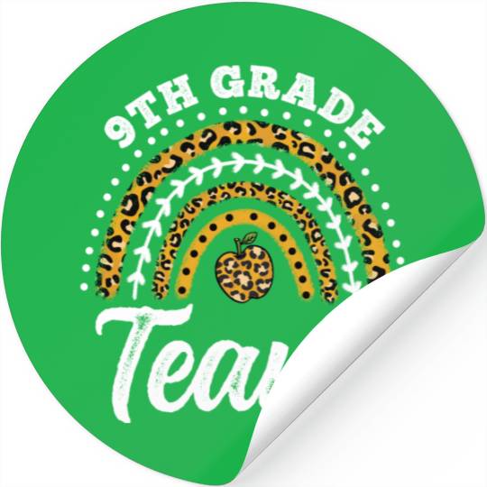 9th Grade Team Leopard Rainbow Back To School Stickers