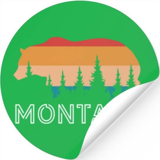 Montana Grizzly Bear Retro Stickers