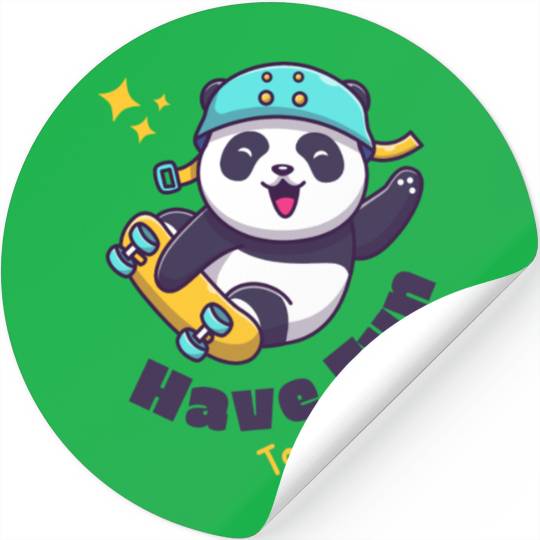 White Illustration Fun Cute Panda Stickers