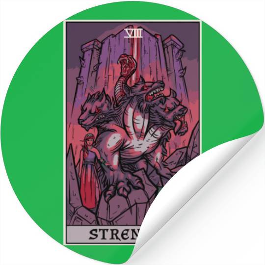 Strength Tarot Card Halloween Cerberus Greek Mytho Stickers