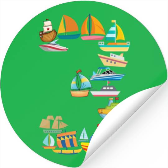 3rd Birthday Sailing Boat Yacht Three 3 Years Old Stickers