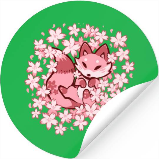 Cherry Blossom Fox Stickers