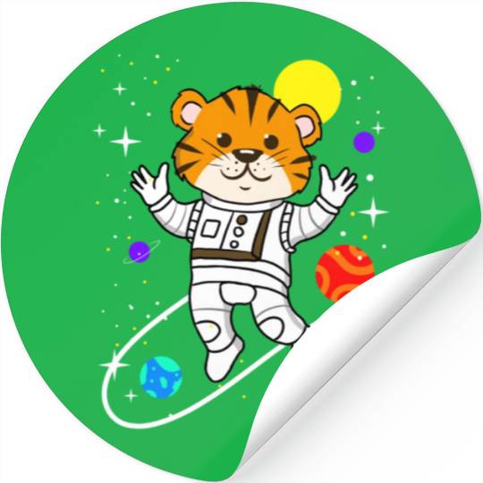 Tiger in Space for Space Lover Stickers