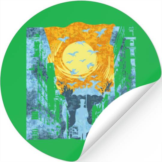 City Sun Nature Watercolor Architecture Stickers