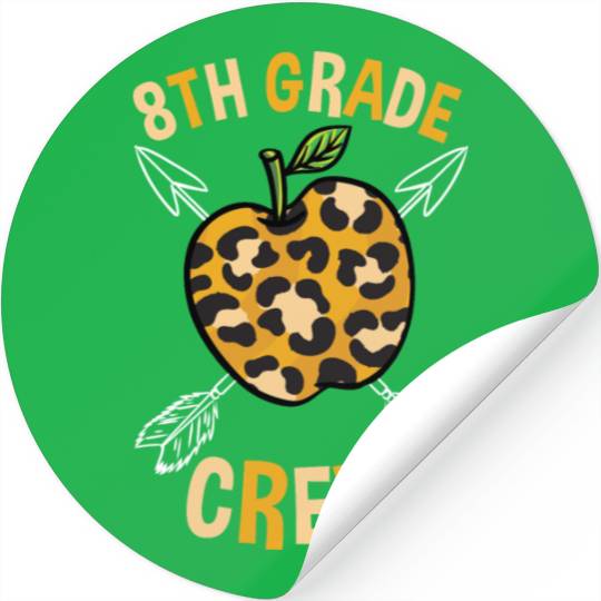 8th Grade Back To School Crew Leopard Print Stickers