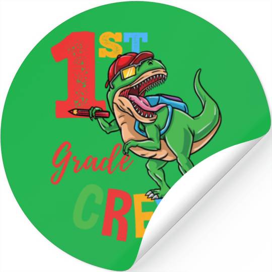 1st Grade Crew T-Rex Dinosaur Back To School Boys Stickers