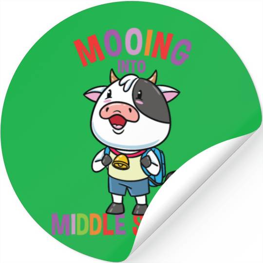 Mooing Into Middle School Cow Stickers