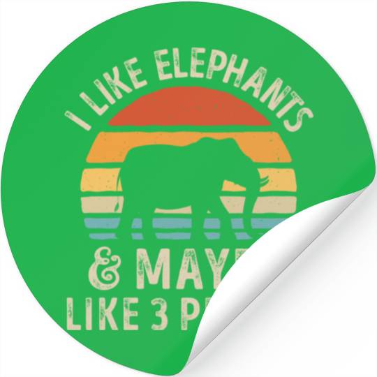 I Like Elephants and Maybe 3 People Retro Sunset V Stickers