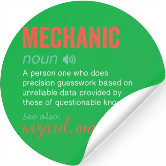 Noun Definition Nutrition for a Mechanic Stickers