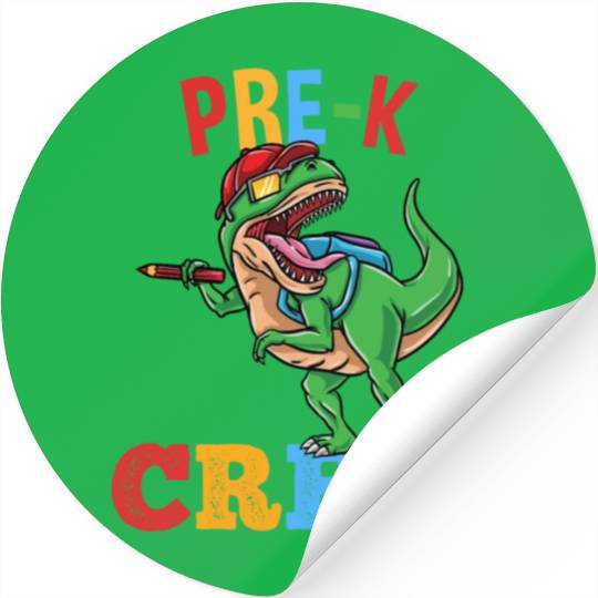 Pre-K Crew T-Rex Dinosaur Back To School Boys Stickers