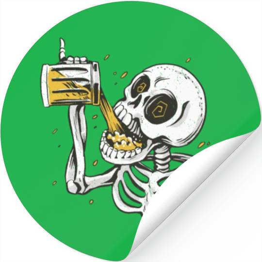 Skeleton drinking beer Stickers