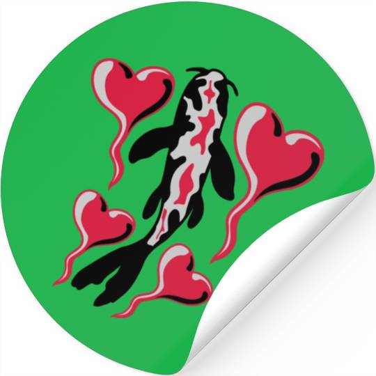 hearts koi fish nishikigoi Stickers