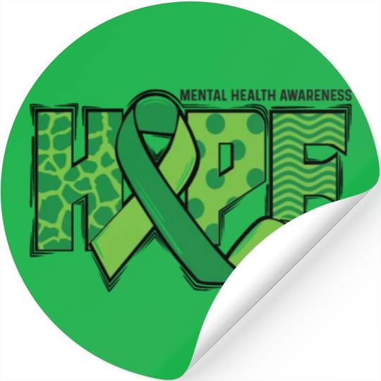 Hope Green Mental Health Support Stickers