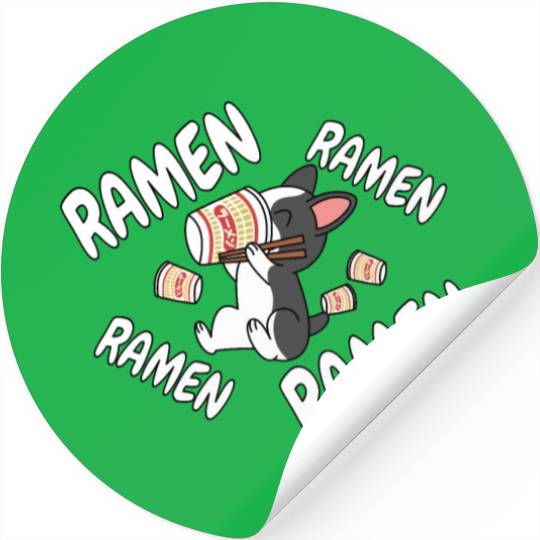 Boston Terrier Instant Ramen Noodles Stickers
