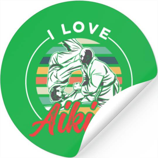 I Love Aikido Lover Fighter Training Martial Arts Stickers