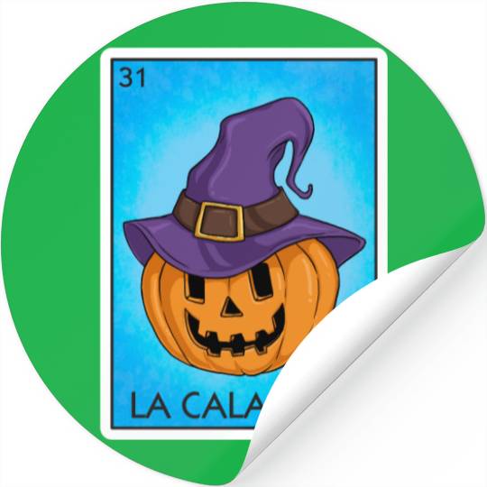La Calabaza Pumpkin Card Mexican Lottery Card Stickers