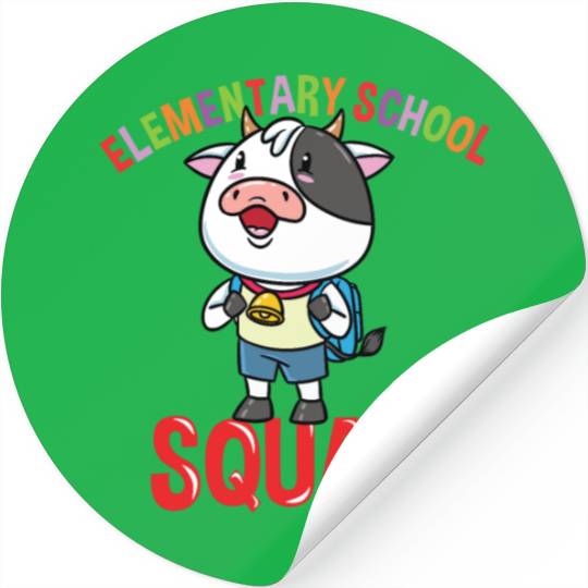 Cow Back To School Elementary School Squad Stickers