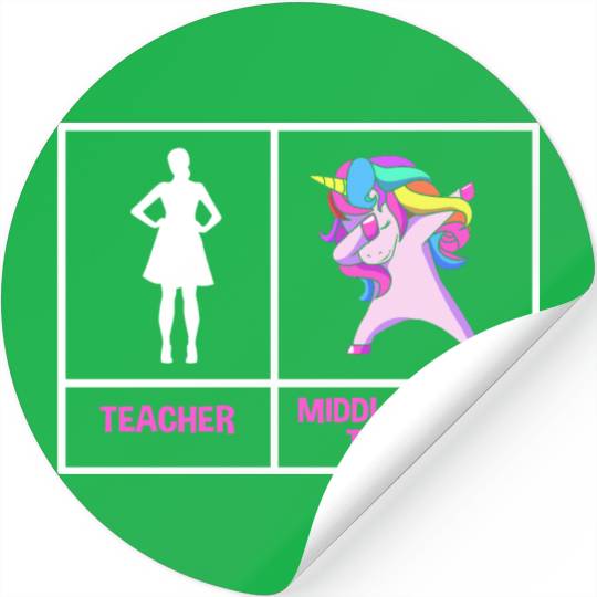 Funny Middle School Teacher Unicorn Teacher Stickers