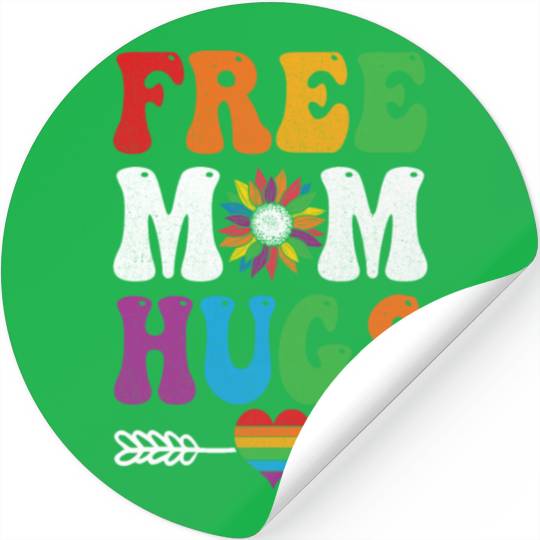 Free Mom Hugs Stickers Sunflower Rainbow Heart LGBT