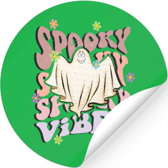 Spooky Season Retro Wavy Halloween Ghost Stickers