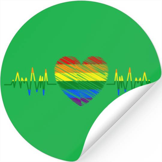 Heart Heartbeat LGBTQ Gay Pride Rainbow Heart Rate Stickers