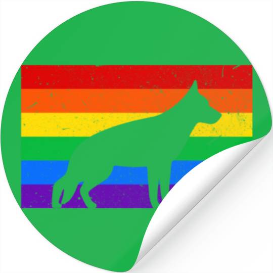 LGBT German Shepherd Rainbow Flag Stickers
