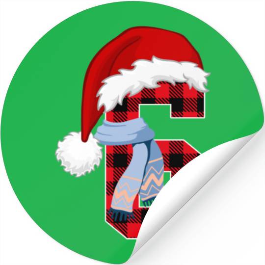 6th Birthday Christmas Theme Xmas 6 Year Old Stickers