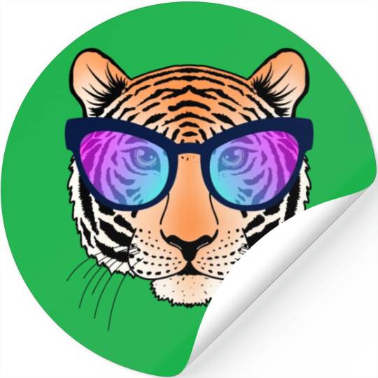 Tiger Head with Sunglasses Stickers