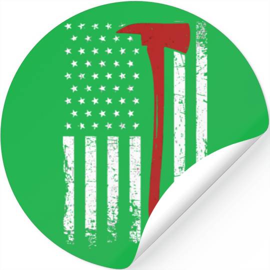 Wildland Firefighter Axe American Flag Thin Red Li Stickers