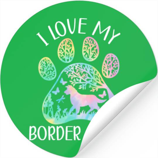 I Love My Border Collie Dog Lover Puppy Paw Love Stickers