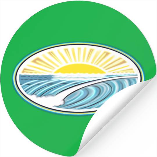 Surf Sunrise Oval Stickers