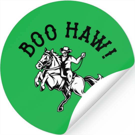 Cowboy Halloween Boo Haw Western Skeleton Rider Stickers