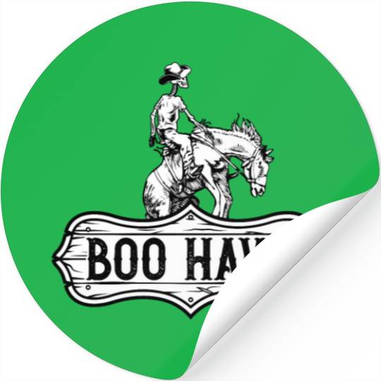 Cowboy Halloween Boo Haw Western Skeleton Rider Stickers