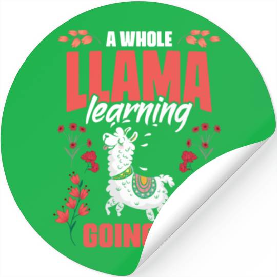 A Whole Llama Learning Going On Funny Floral Stickers