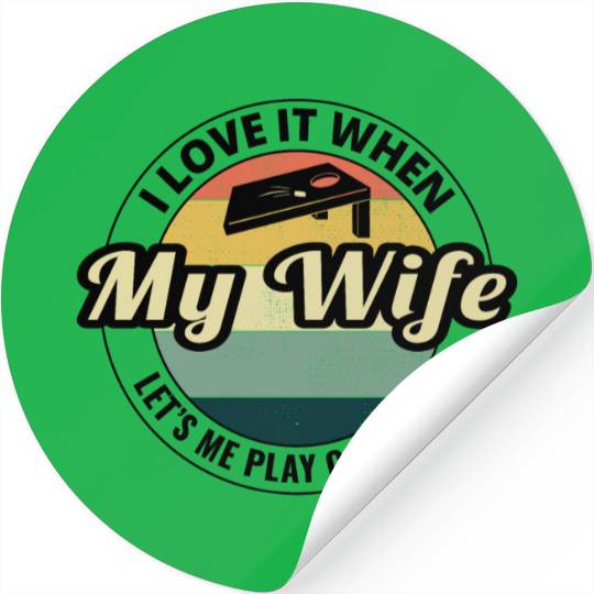 Cornhole Bean Bag Toss Lawn Game Husband Wife Stickers