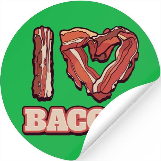 I Love Bacon Themed Words Funny American Meal Stickers