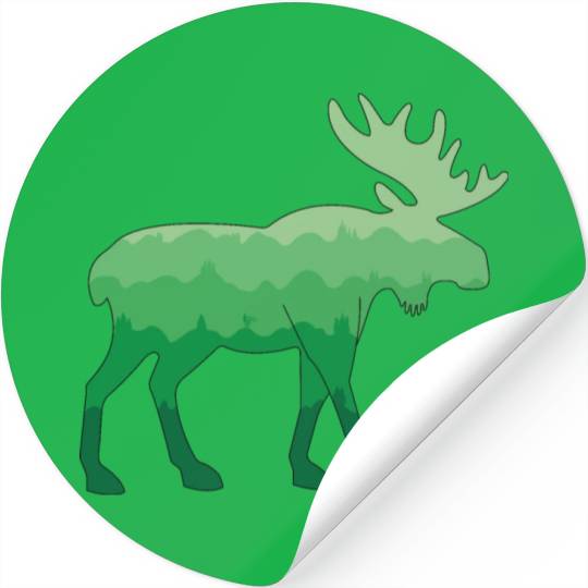 Moose and Mountain Biker (Green) Stickers