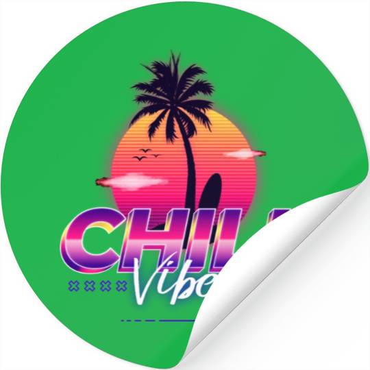 Chill Vibes - Synthwave/Retrowave/Vaporwave 80s Stickers