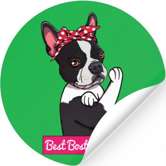 Retro Boston Terrier Dog Mom Lover Cartoon Gift Stickers