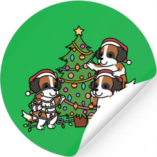 Saint Bernard Christmas Tree Stickers
