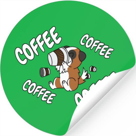 Saint Bernard Drinking Coffee Stickers