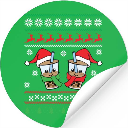 Christmas Bubble Boba Tea Winter Xmas Holiday Stickers