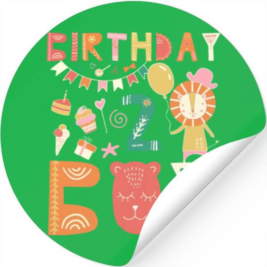 Birthday Boy Toddler Lion cartoon Outfit 2nd Years Stickers