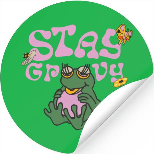 Stay Grvy - Pink Dark Green Typecentric Stickers