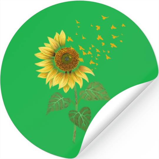 Sunflower Birds Cute Floral Birdwatching Stickers