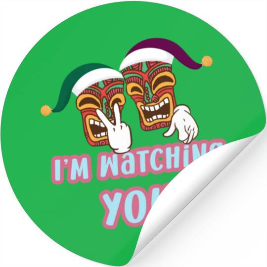 I'm Watching You Christmas In July Surfing Santa C Stickers