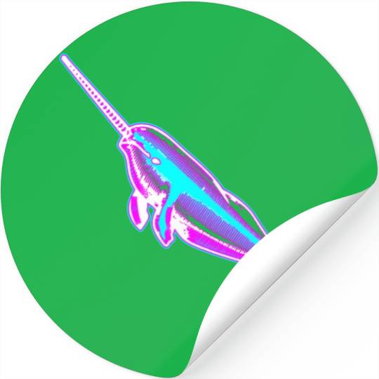 Synthwave Narwhal Stickers