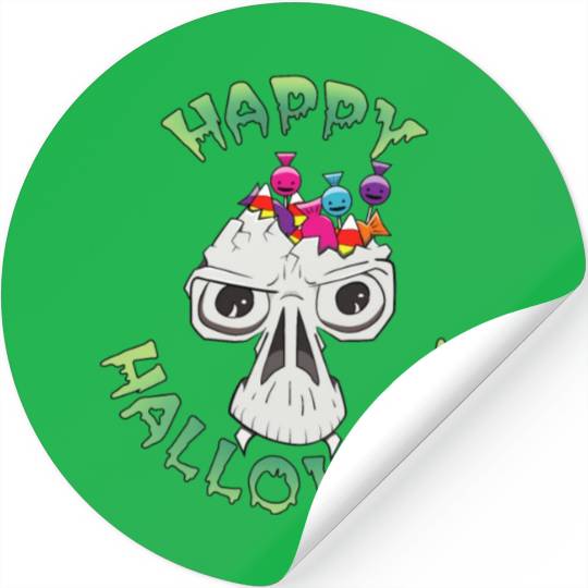 Candy Skull Happy Halloween Cartoon Stickers