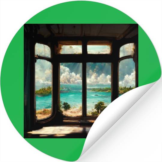 Paradise island painting Stickers